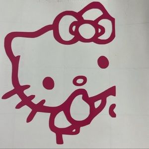 Cute Side Peak Hello Kitty Pink Permanent Vinyl‎ Decal